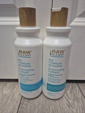RAW Sugar The Moisture Smoothie Shampoo & Conditioner Set. Vegan. Color Safe NEW